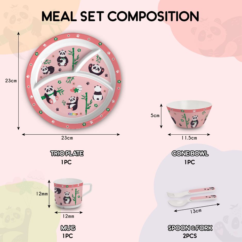 Bamboo Buddies Peach Kids Melamine Meal, Set of 5