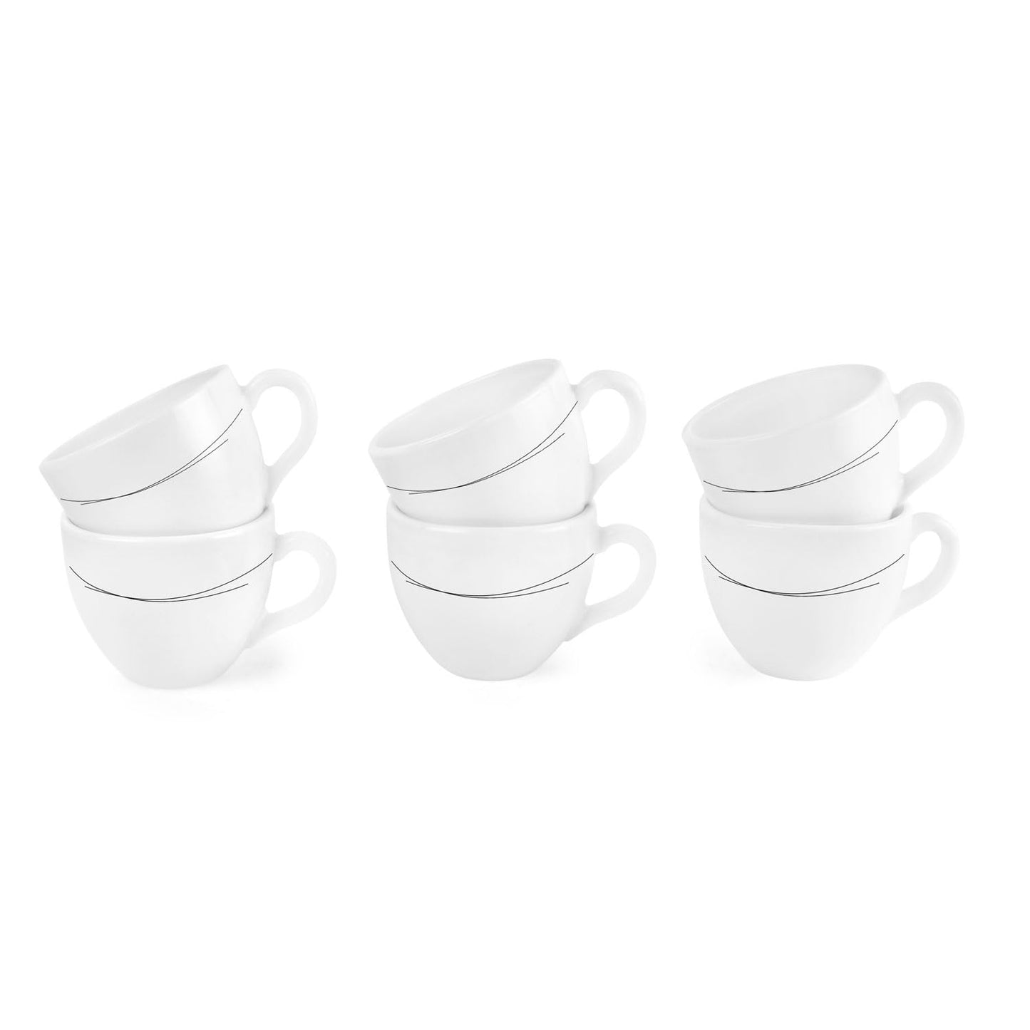 Regular|Royale Black Curves 6 Pieces Costa Cup & Saucer / 6 Pieces