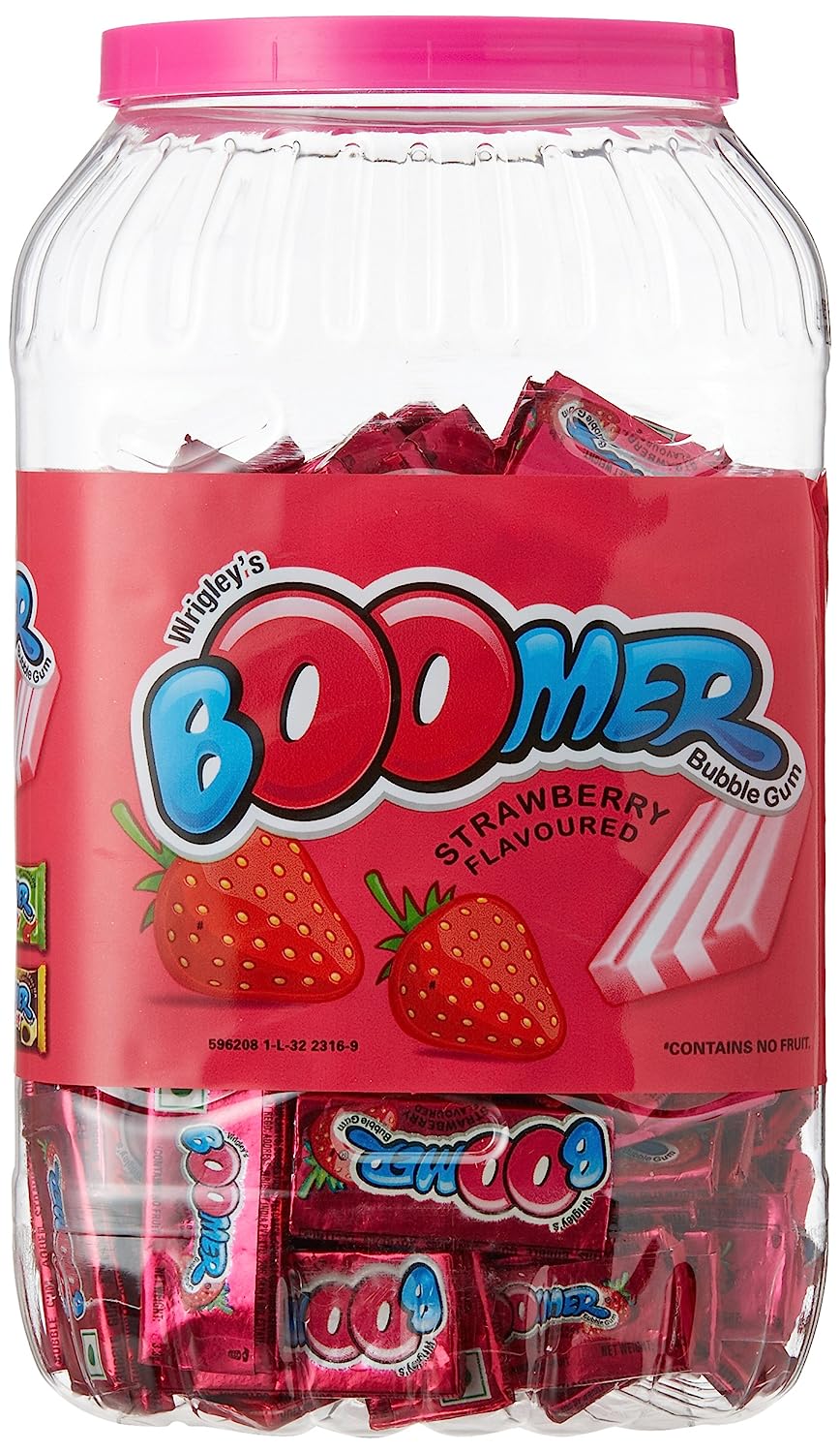 Wrigley's Boomer Strawberry Flavoured Bubble Gum, 510g (150 Pieces)