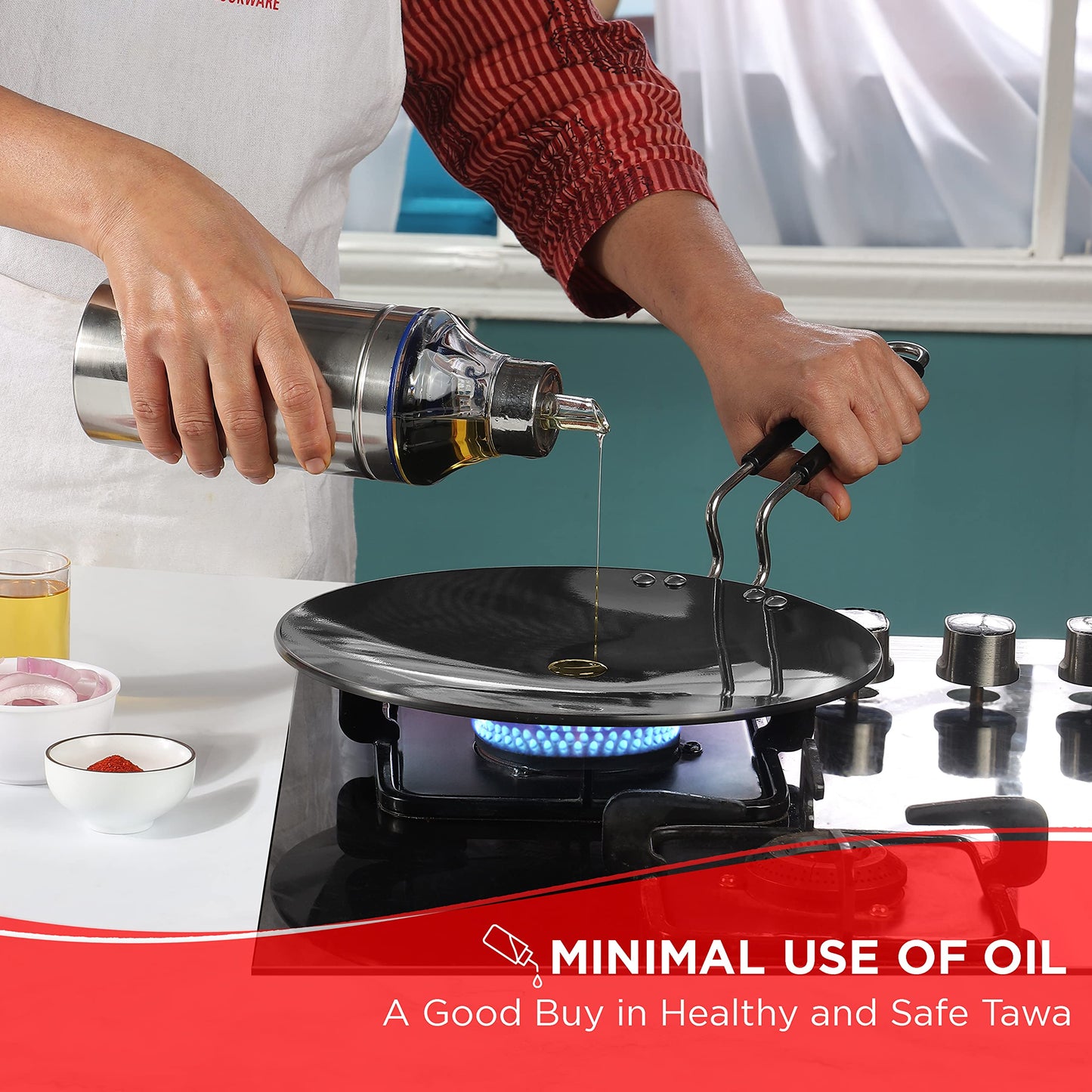 Vinod Black Pearl Plus Hard Anodised Roti/Paratha/Phulka Tawa, 25 cm Diameter with Riveted Sturdy Handle - 5.25 mm Thickness, Black (Induction and Gas Stove Compatible)