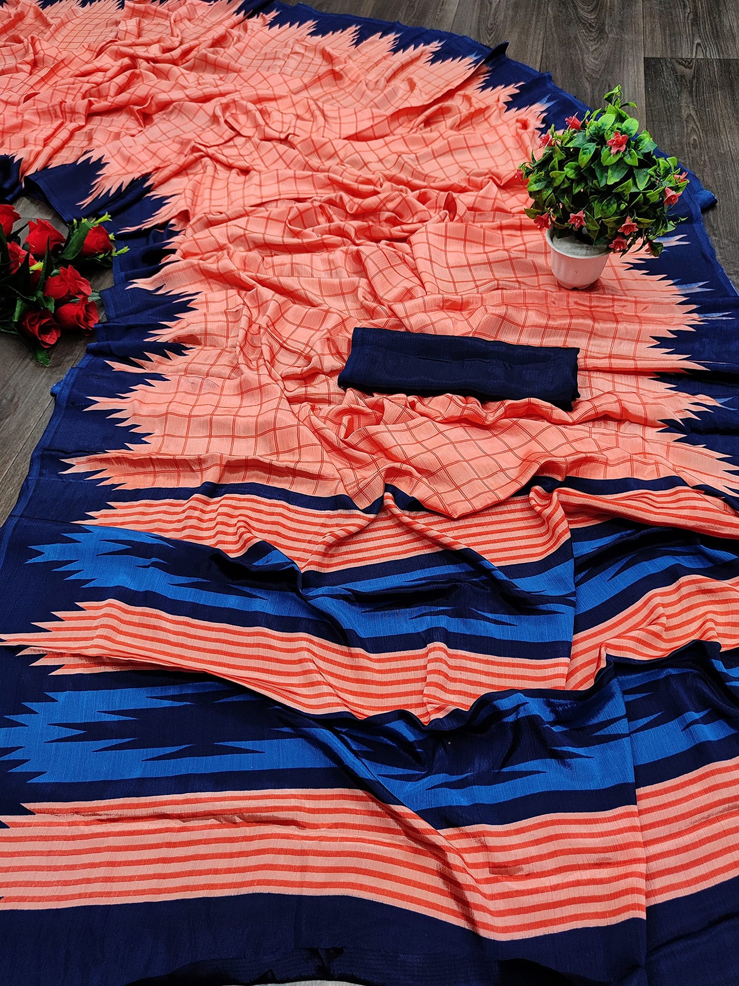 Vimla Women's Pink Turkey Art Silk Uniform Saree with Blouse Piece (7001 Pink_Free Size)