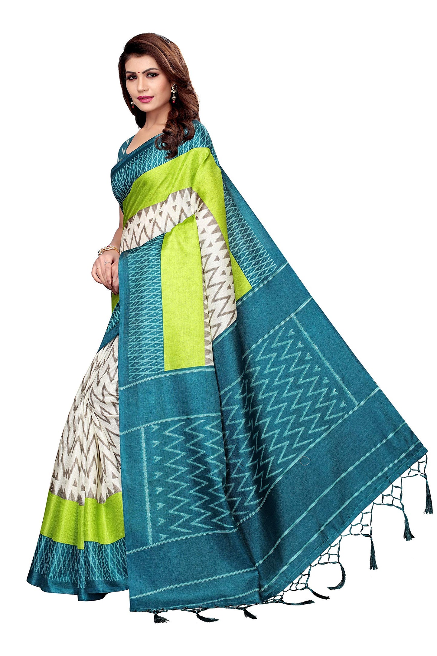 Shubhisha Fashion Women's Art Silk Saree with Blouse Piece (INSTA RAMA_Rama_Free Size_Rama)