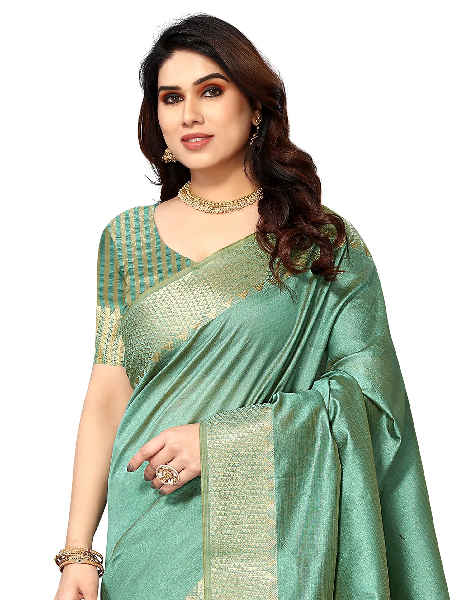 Sidhidata Women's Assam Silk Saree With Unstitched Blouse Piecee (Assam Seagreen_Seagreen_Free Size)