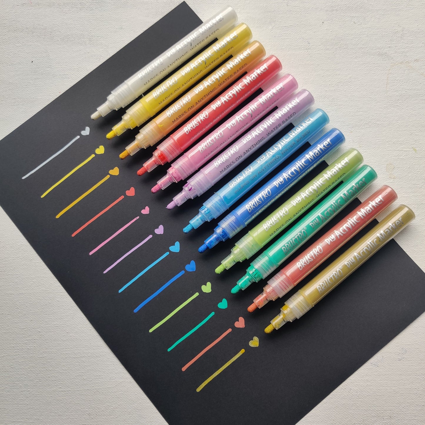 Brustro (DIY) Acrylic Marker Set of 12 Vibrant Colours
