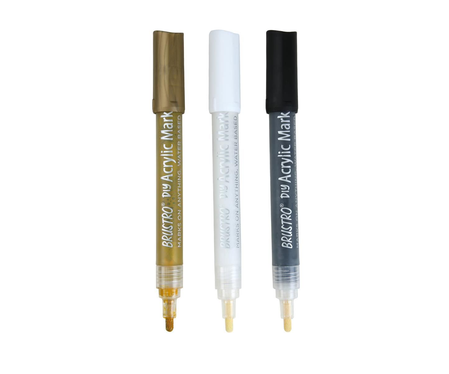 Brustro Acrylic (DIY) Marker Set of 3 - Black, White & Gold