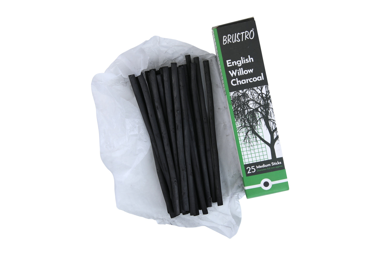 Brustro English Willow Charcoal Medium (25 Sticks)