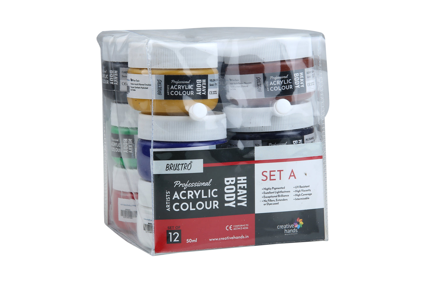 Brustro Professional Artists' HEAVYBODY Acrylic Paint Packs - 50ML Pack of 12 A