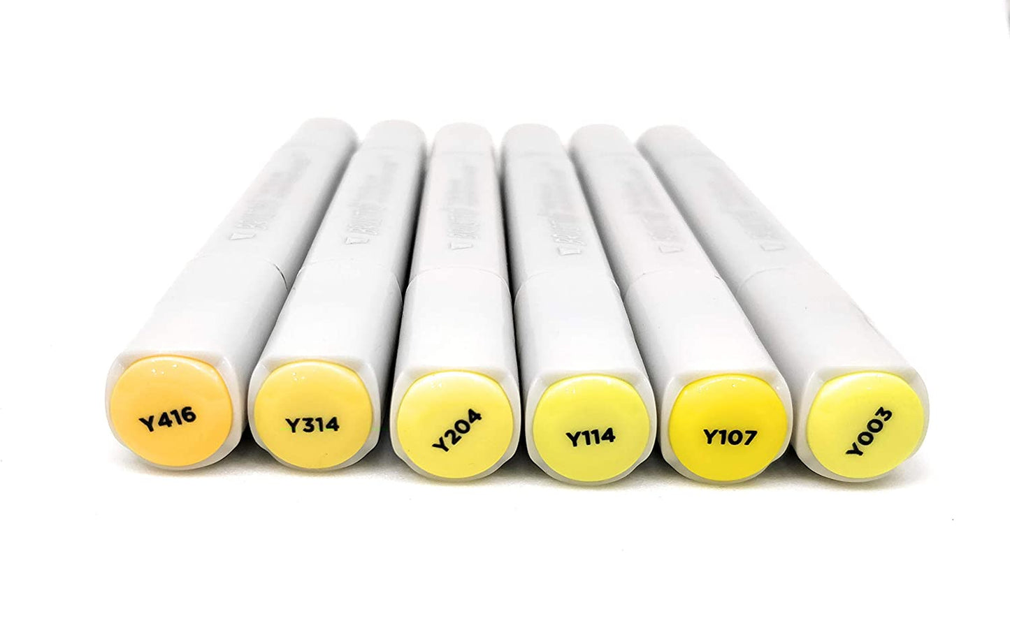 BRUSTRO Twin Tip Alcohol Based Marker Set of 6 (Yellows) in Crossline PP See Through Box