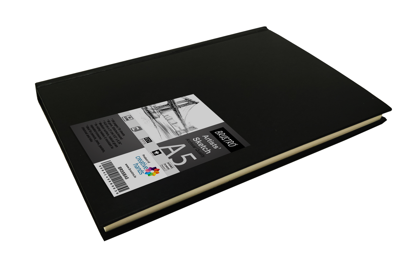 Brustro Artists Stitched Bound Sketch Book, A5 Size, 156 Pages, 90 GSM