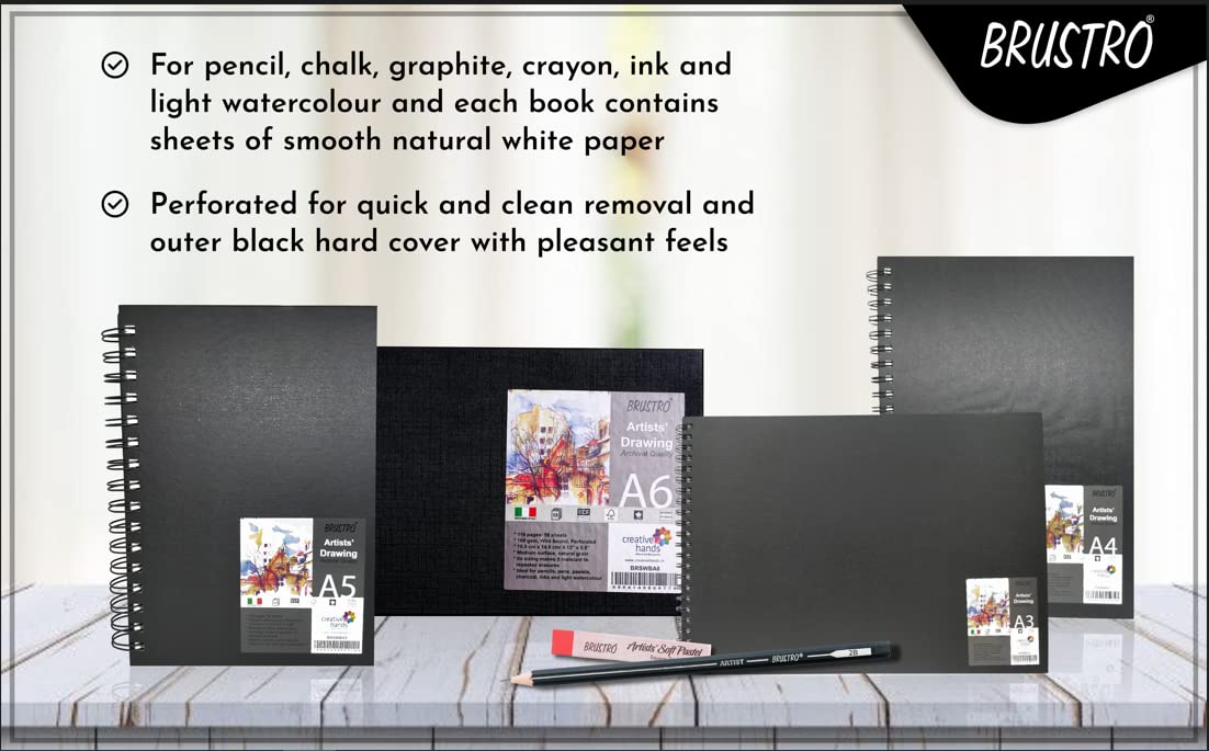 Brustro Artists Sketch Book Wiro Bound A5 Size ( 14.8 CM x 21 CM ), 116 Pages,160 GSM (Acid Free)