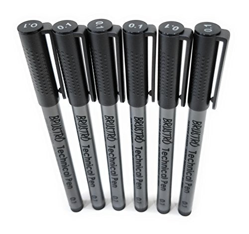 Brustro Technical Pen Black 0.1MM (Pack of 6)
