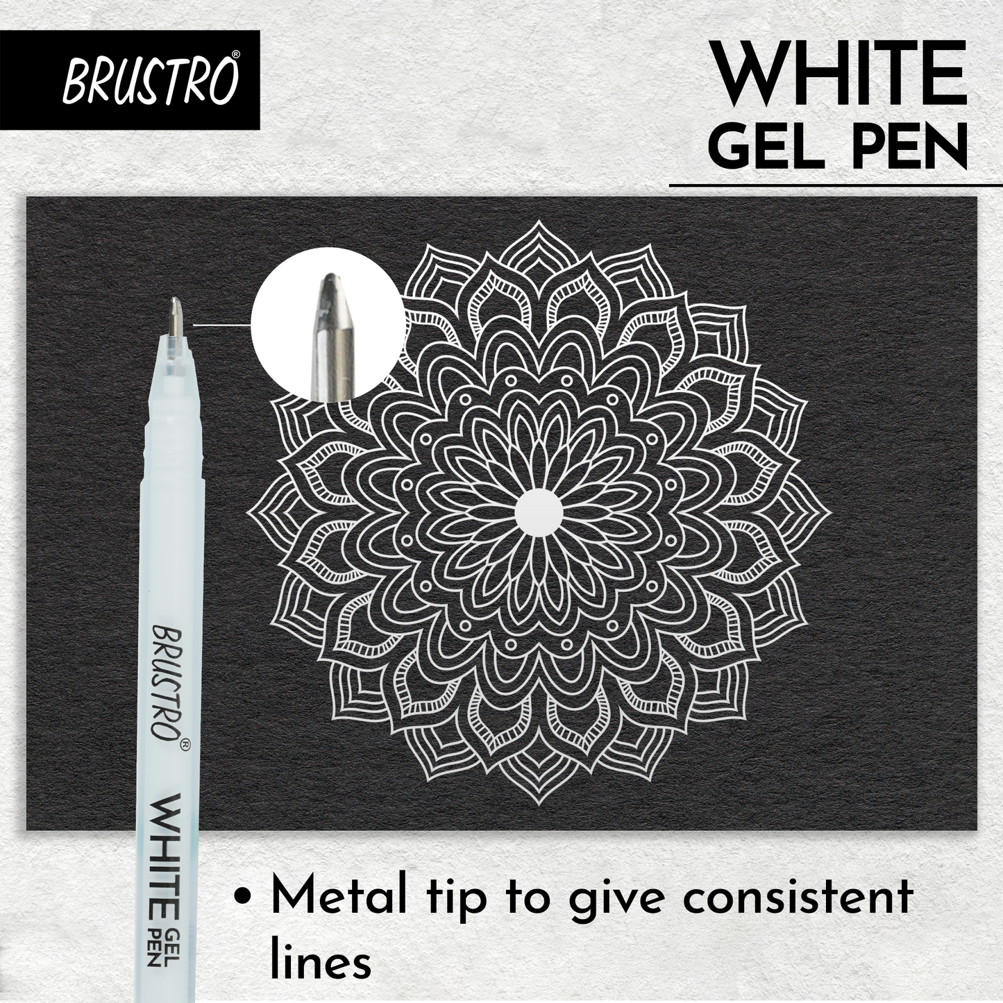 Brustro White Gel Pen Pack of 12