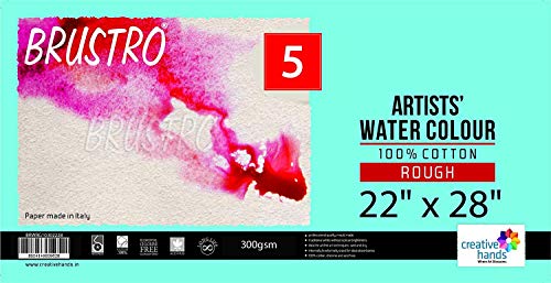 Brustro Artists’ Watercolour paper 100% cotton Rough 300 Gsm 22" x 28" (5 Sheets)