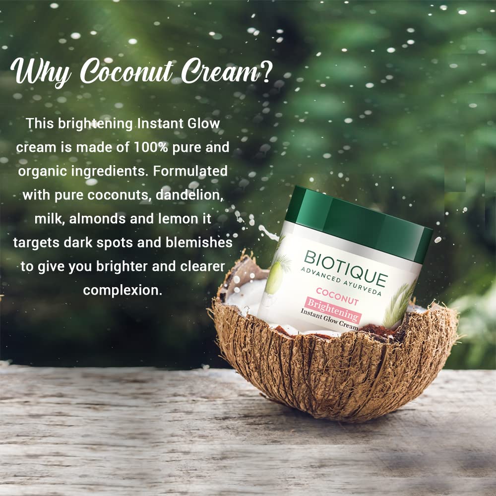 Biotique Coconut Brightening Instant Glow Cream for All Skin Types