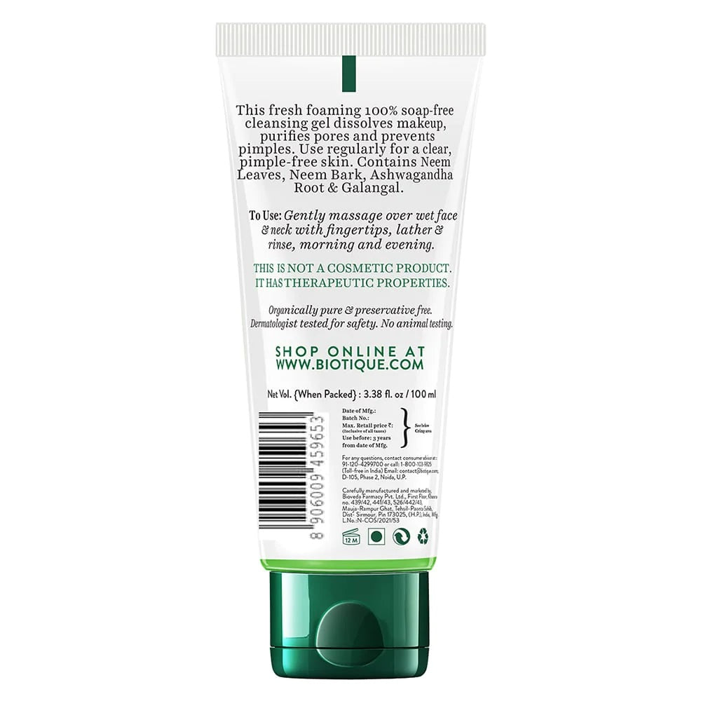 Biotique Fresh Neem Purifying Face Wash, Prevents Pimples For All Skin Types