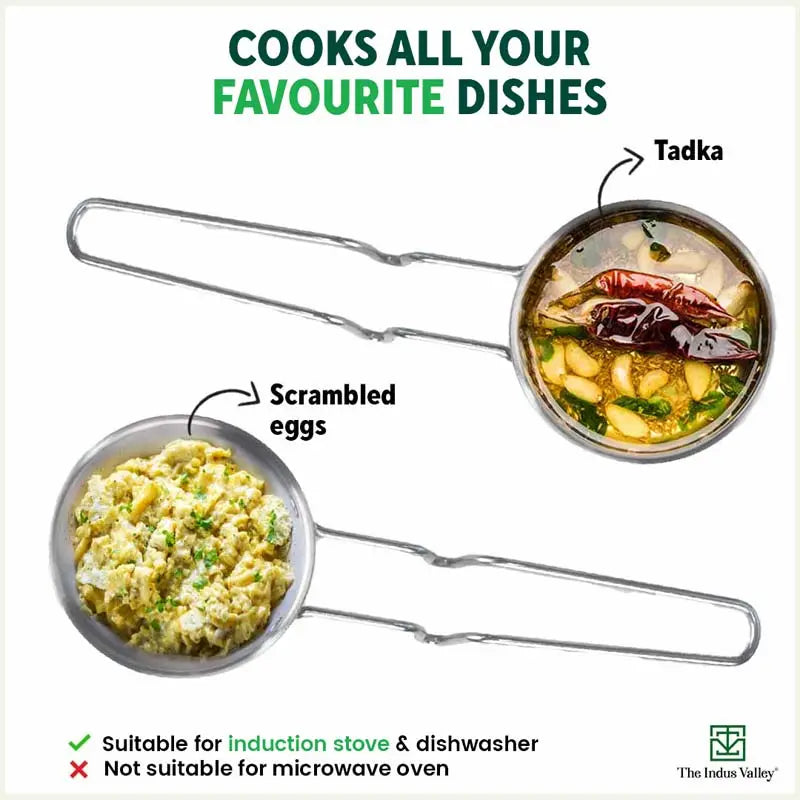 TurboCuk Triply Stainless Steel Tadka Pan for Spice Seasoning/Heating, Premium Quality, 3 Layer Thick Body, 100% Toxin-free, Non-stick, Induction & Gas, 12cm, 300ml