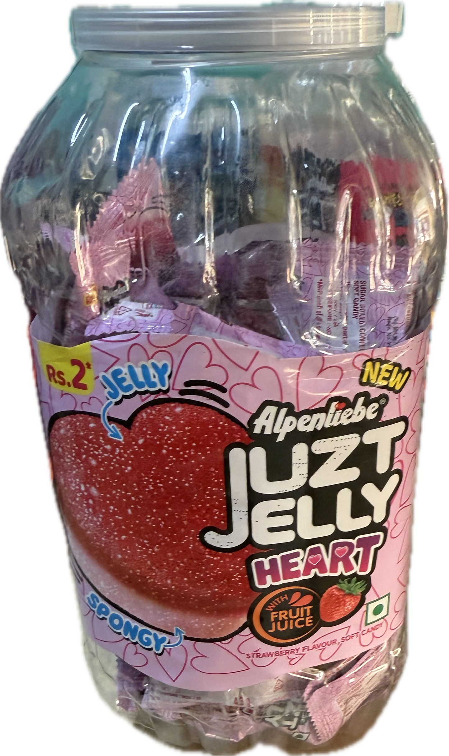 Alpenliebe Juzt Jelly, Heart - Strawberry Flavored (Spongy & Jelly) - 90 units
