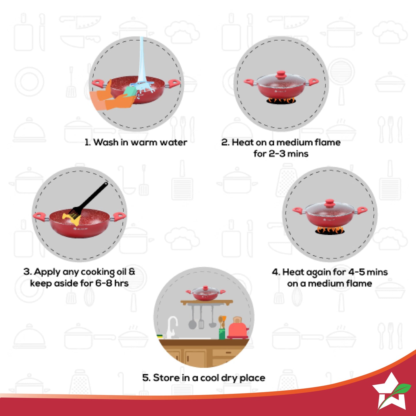 Royal Velvet 26 cm Non-Stick Kadhai with Lid | Induction Bottom | Soft-Touch Handle | Virgin Grade Aluminium | PFOA and Heavy Metals Free| 3 mm Thickness | 3.2 litres | 2 Years Warranty | Red