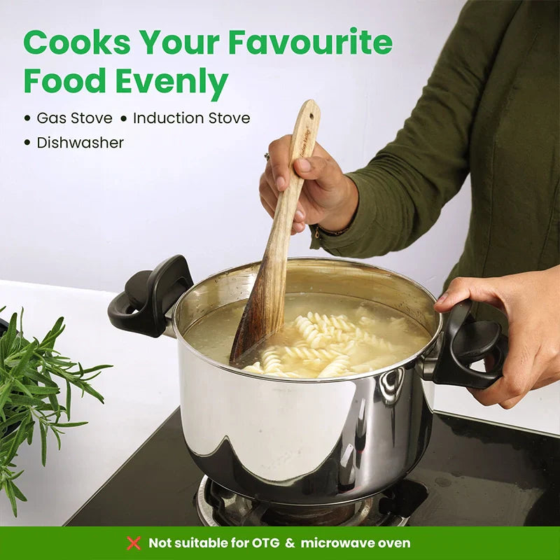 Tri-steel Stainless Steel Strainer Pot with Lockable Bakelite Handles | Sandwich bottom | Noodle Pot with Strainer Lid | Pasta Pot | Rice Strainer Pot 1.08 Kg / 19cm