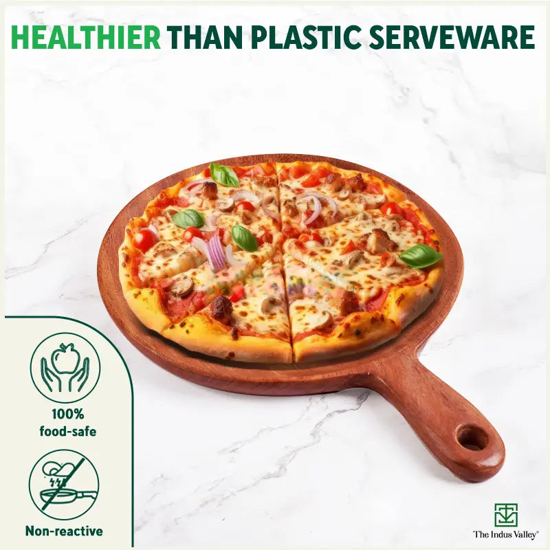 Wooden Pizza Plate - 10 inch (Neem Wood | Jointless)