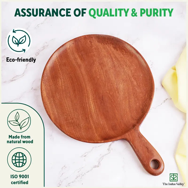 Wooden Pizza Plate - 10 inch (Neem Wood | Jointless)