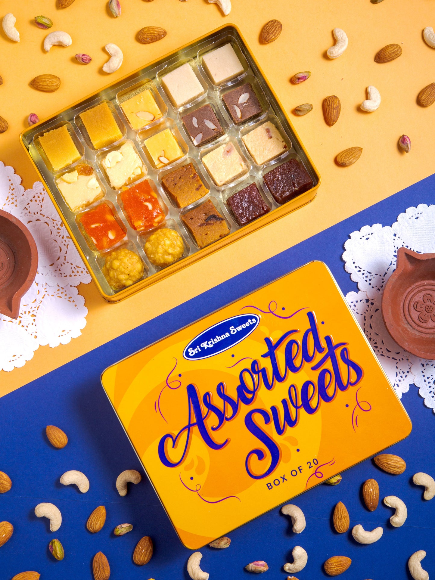 Sri Krishna Sweets Assorted Ghee Sweets (Pack of 20)