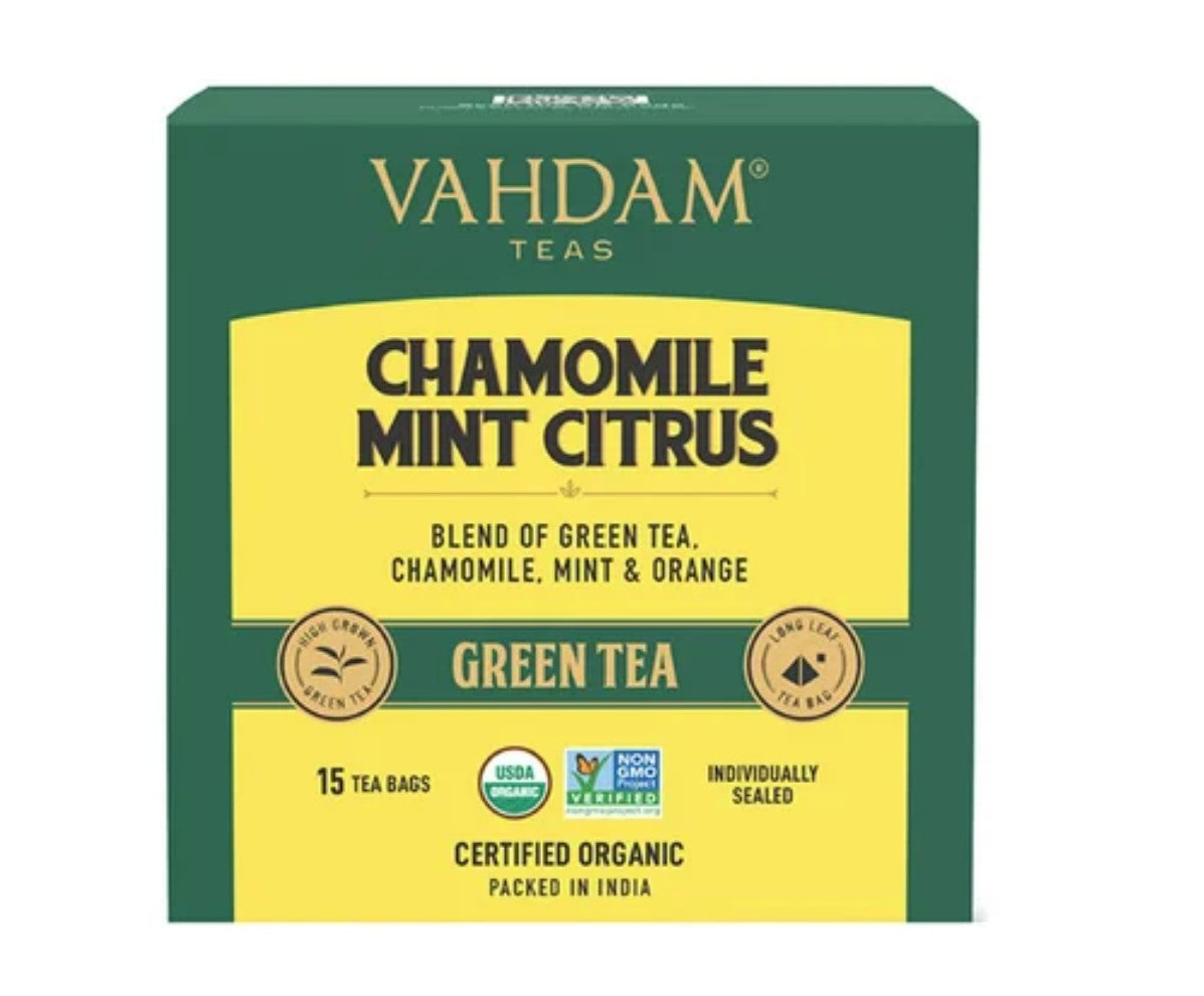 Vahdam Chamomile Mint Citrus Green Tea Bags Vahdam - 15Units