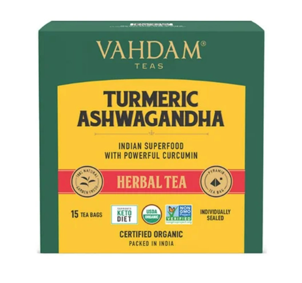 Vahdam Turmeric Ashwagandha Herbal Tea Bags - 15 Units