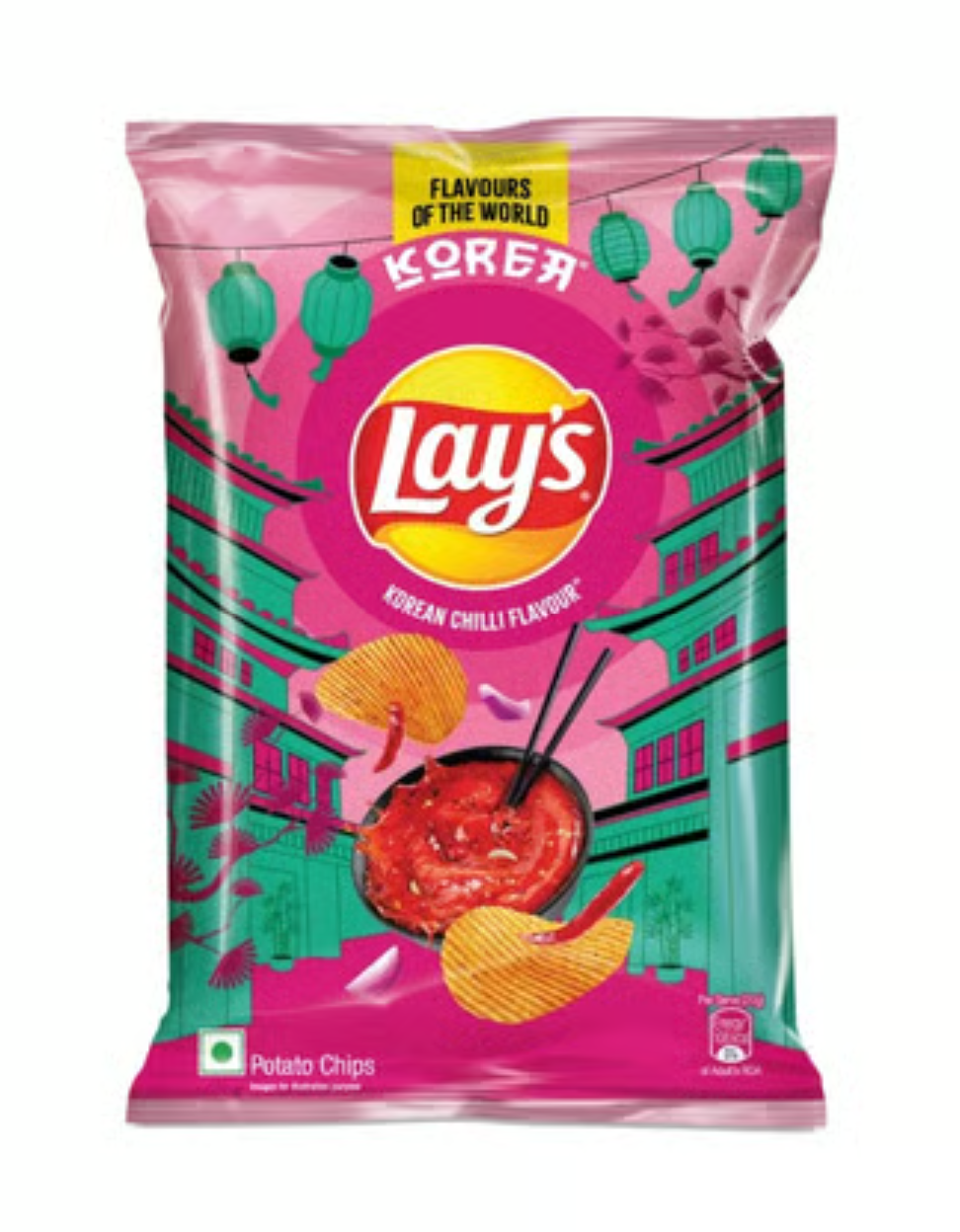25x Lay's Korean Chilli Potato Chips - 78g each - Pack of 25