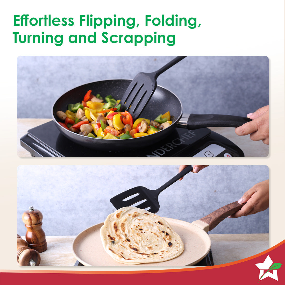 Waterstone Silicon Turner | Stainless Steel Core | Food Grade Silicone | Ideal Thickness | Use for Flipping, Turning, Scrapping, Mixing | Non-stick, Flexible, Heat Resistant, Stylish Design