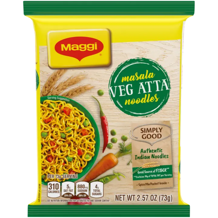 50x Nestle Maggi Nutri-Licious Masala Veg Atta Noodles, Pack of 50 (72.5g each)