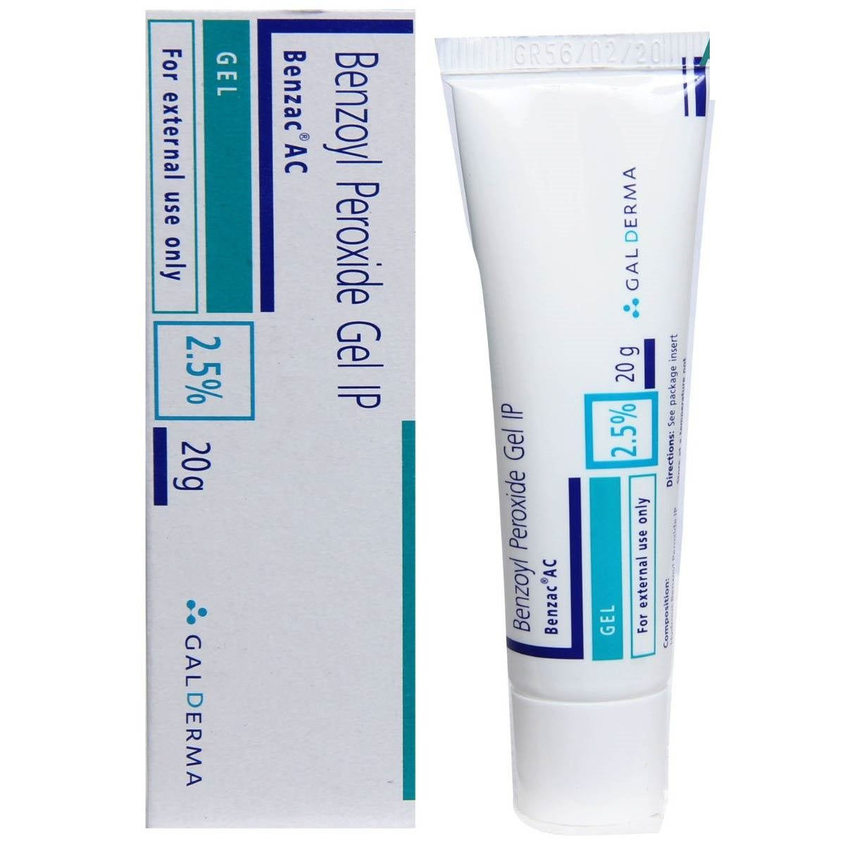5x Galderma Benzoyl Peroxide Gel IP 2.5% Benzac AC- Pack of 5 - (20g each)