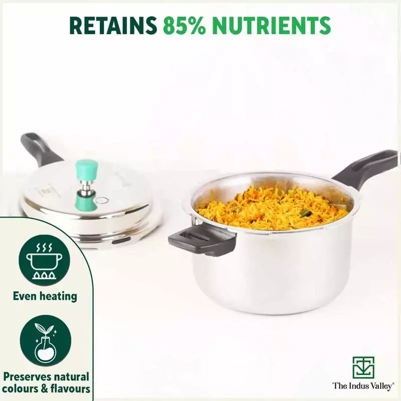 2L+5L RapidCuk Tri-ply Stainless Steel Pressure Cooker Combo+ Free ₹600 Wood Chopping Board, Premium Quality, 3 Layer Thick Body, 5Yr Warranty, ISI Certified, Induction & Gas