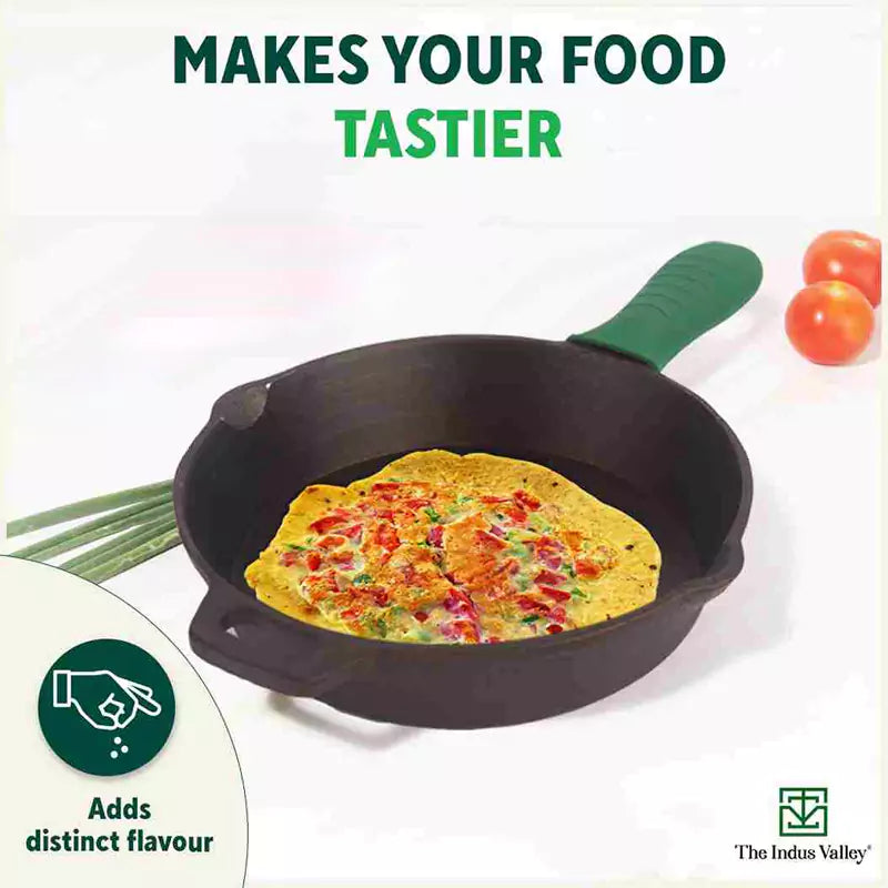 Super Smooth Cast Iron Fry Pan, Silicon Handle, 100% Pure, Toxin-free,Pre-seasoned, Induction, Non-stick, 20.3/25.4cm, 1.3/1.7L, 2.3/2.4kg