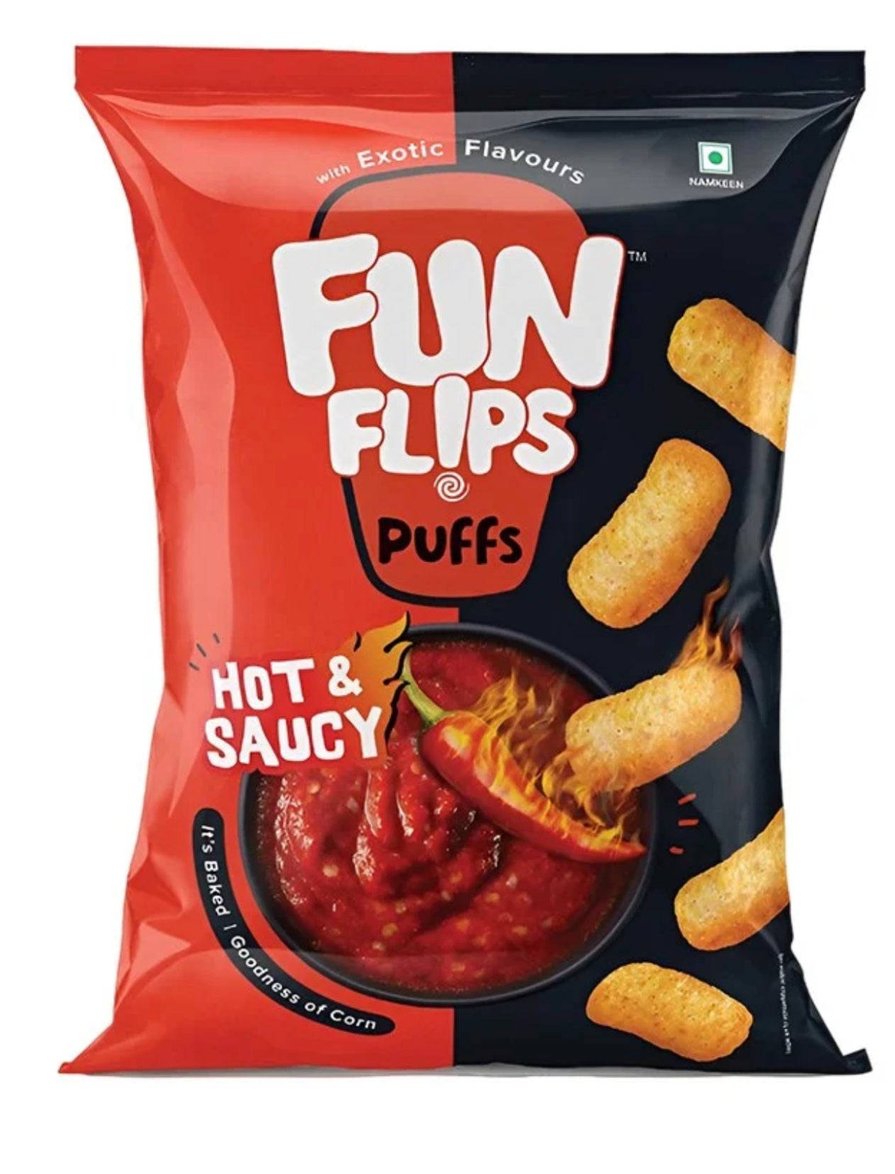 25x Flips Hot & Saucy Puffs,  (Pack of 25) - 75g each