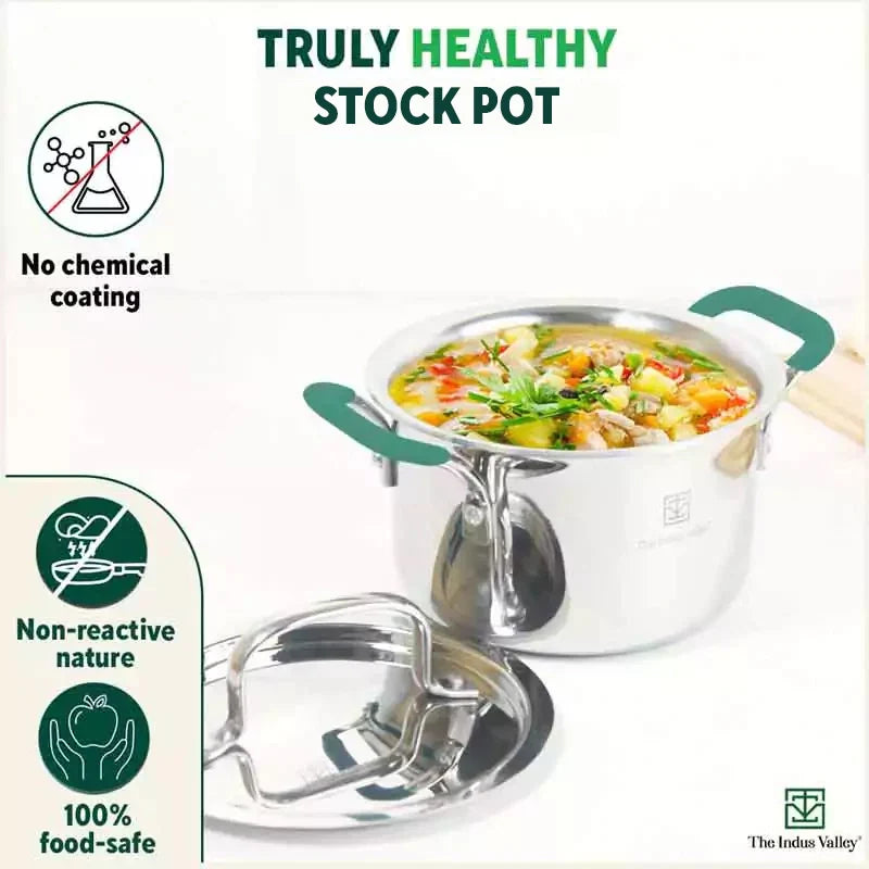 TurboCuk Tri-ply Stainless Steel Casserole/Biryani Cooking Pot, Premium Quality, 3 Layer Thick Body, Cool Silicone Handles, 100% Toxin-free, Non-stick, Induction & Gas, 1.4L