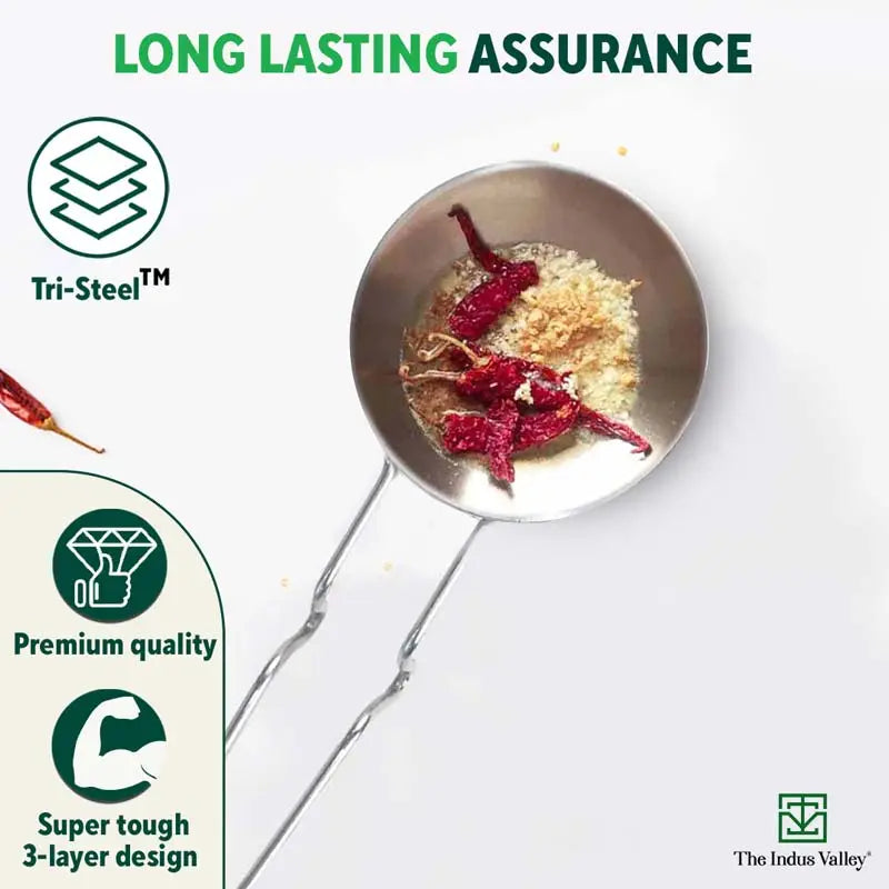 TurboCuk Triply Stainless Steel Tadka Pan for Spice Seasoning/Heating, Premium Quality, 3 Layer Thick Body, 100% Toxin-free, Non-stick, Induction & Gas, 12cm, 300ml