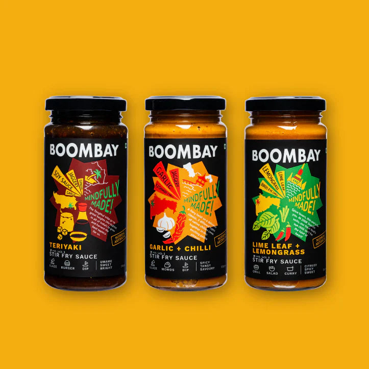 Boombay Most Loved Stir Fry Sauces: Teriyaki, Garlic + Chilli & Lime Leaf + Lemongrass