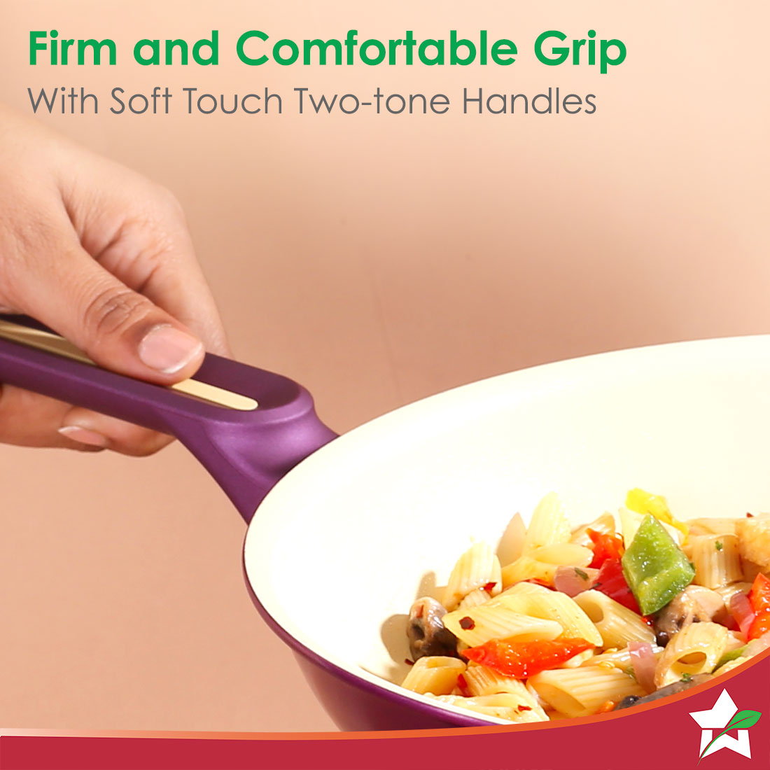 Bellagio Fry Pan | 24 cm | 1.7 L | Non-Stick Ceramic Coating | Non-Toxic | Pure Aluminium | PFAS and PFOA Free | 3mm Thickness | Two-Tone Soft-Touch Handle | Firm Grip | 2 Years Warranty