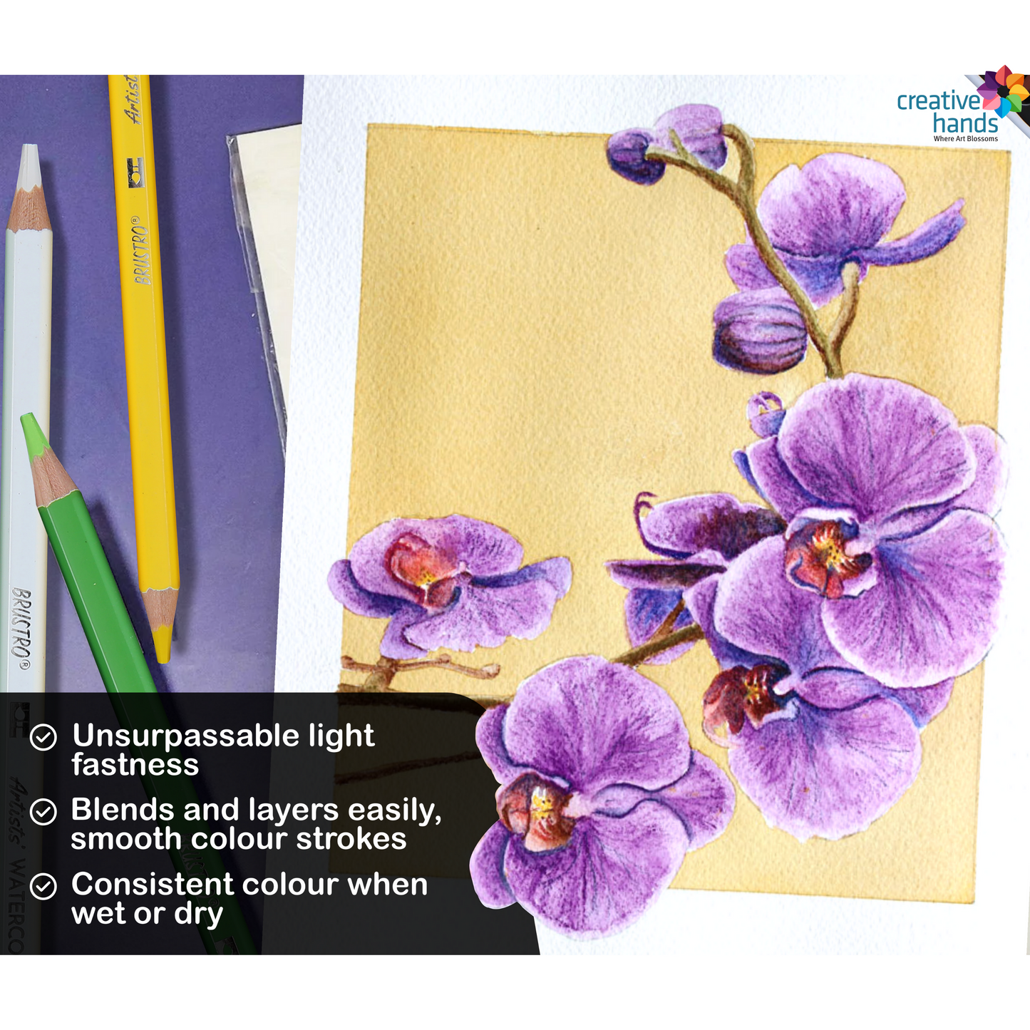 BRUSTRO Artists Watercolour Pencil Set of 72 in Elegant tin Box