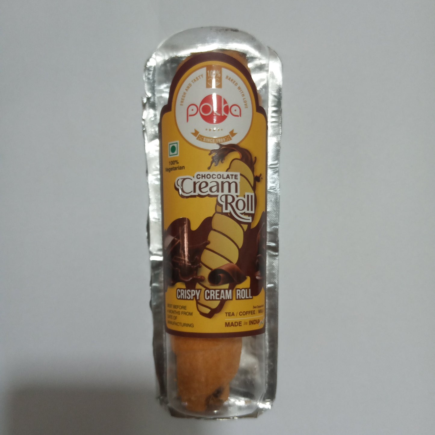 25x Polba Chocolate Cream Roll  Crispy Cream Roll, Pack of 25 (45 g each)