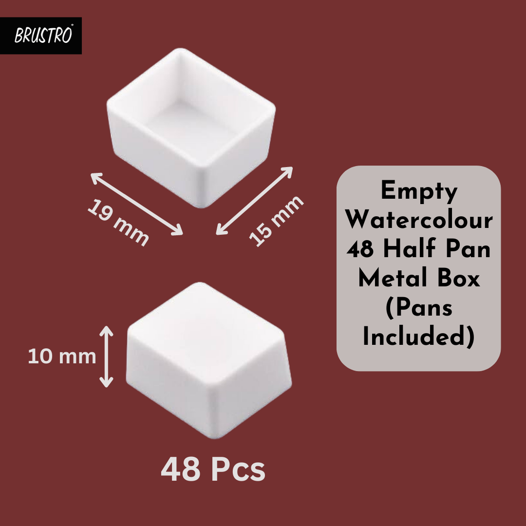Brustro Empty Watercolour 48 Half Pan Metal Box (Pans Included)