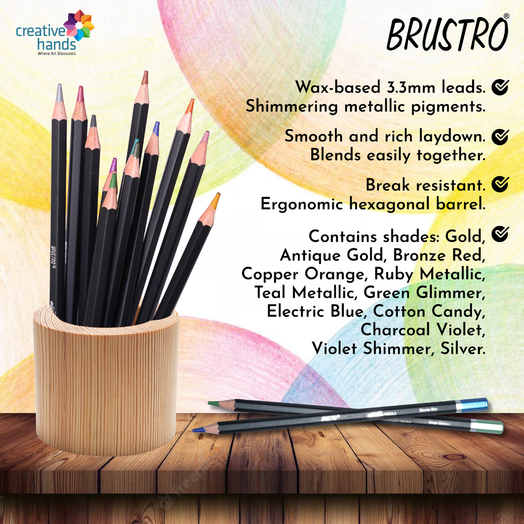 BRUSTRO Artist Metallic Colour Pencil Set of 12