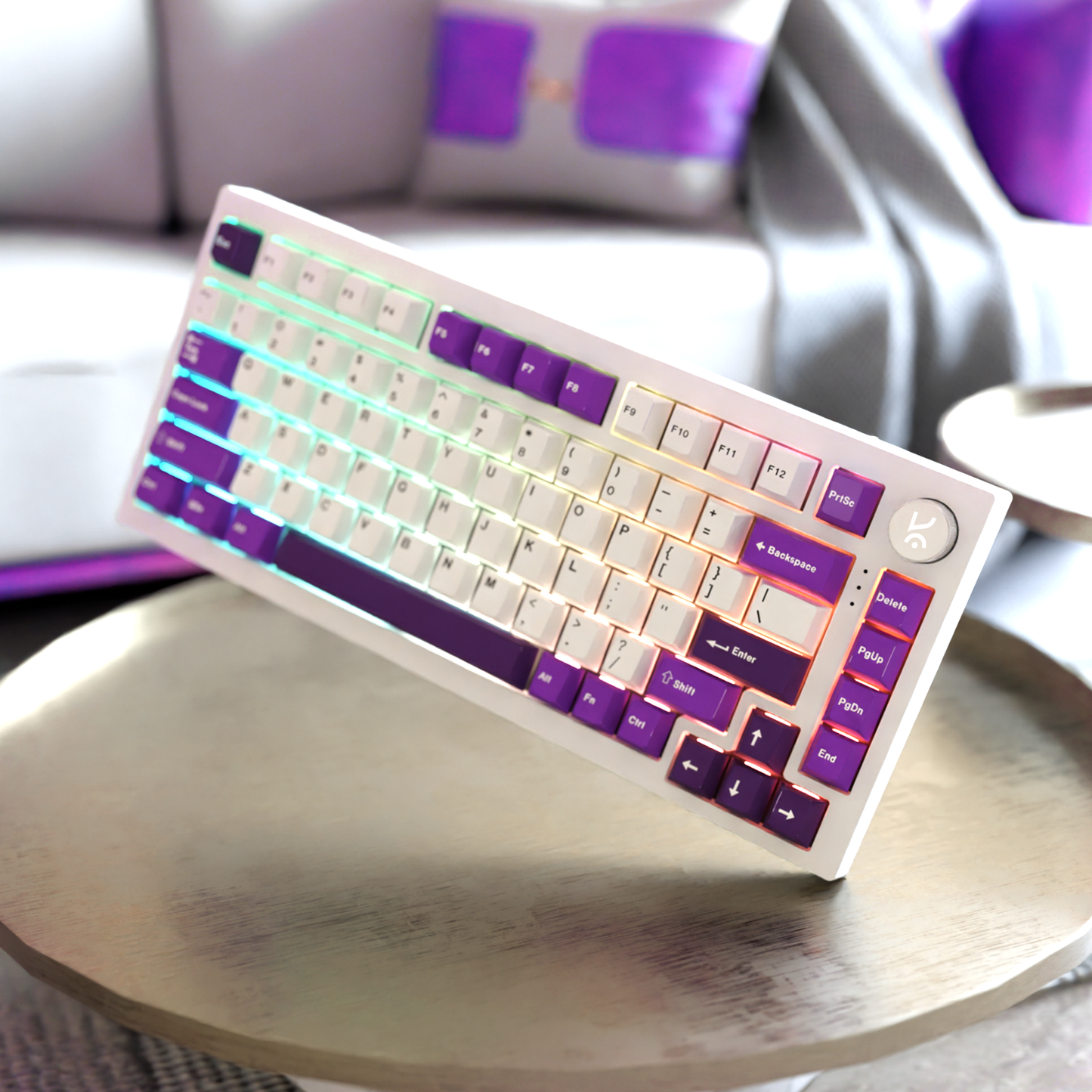 Swarm White Purple Wireless Gaming Keyboard