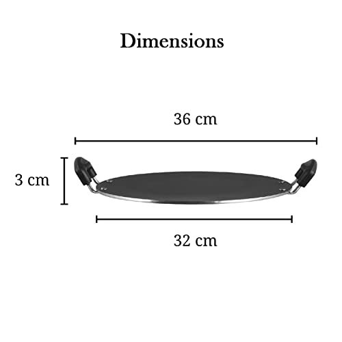 Vinod Zest Aluminium Non Stick Pathri Tawa - 31.5 cm | 5mm Thick | 3 Layer Coating | Metal Spoon Friendly | Bakelite Handle | Gas Base | 1 Year Warranty