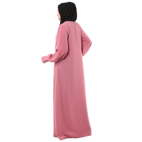 BT - Being Traditional Women’s Front Open Muslim Abaya Dress With Cuff Sleeves Made in Premium Nida Fabric (FOA-020) (2XL, Tulip Pink)