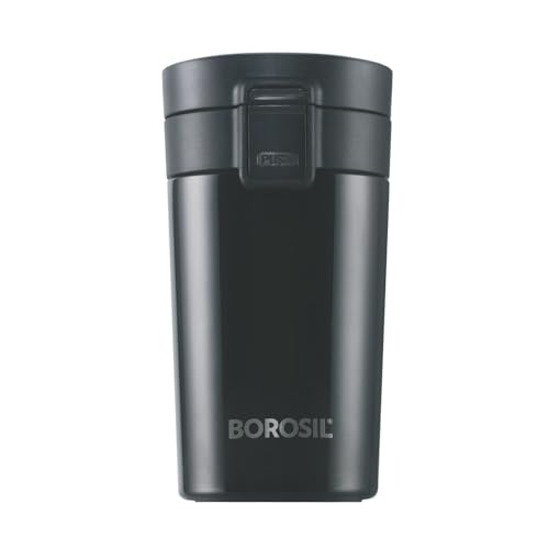 Borosil Coffeemate Insulated Mug, Vacuum Insulated Travel Coffee Mug with Lid, 8 Hours Hot and 14 Hours Cold, 300 ml (Stainless Steel)