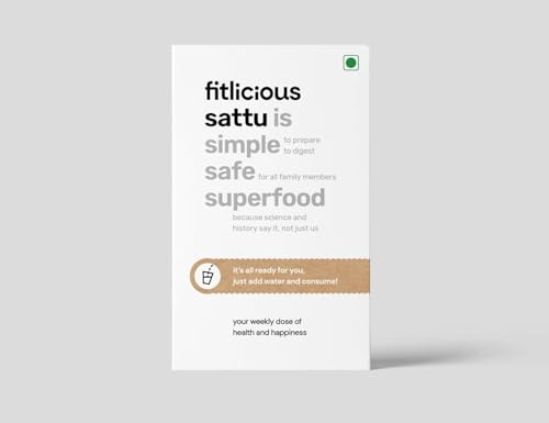 Fitlicious Jaljira Sattu Powder - Gluten-Free Roasted Gram Flour, Jaljira Sattu Fiber-Rich Sattu Drink Powder (pack of 7 X 1)