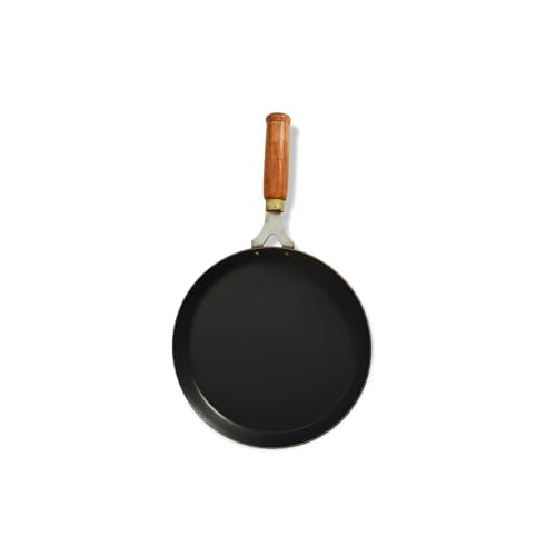 Add2cart Pre-Seasoned Iron Tawa for Dosa/Chapathi has a Wooden Handle and Measures 30.48cm/11 inch, Weighing 1.1kg. It is Induction-Friendly and 100% Pure with no Chemical Coating