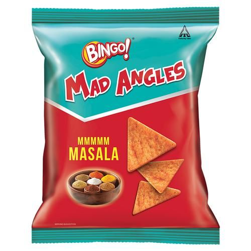 50x Bingo Mad Angles Mmmmm Masala - Corn-Based, Crunchy Chips, Pack of 50 - 66 g Pouch (each)